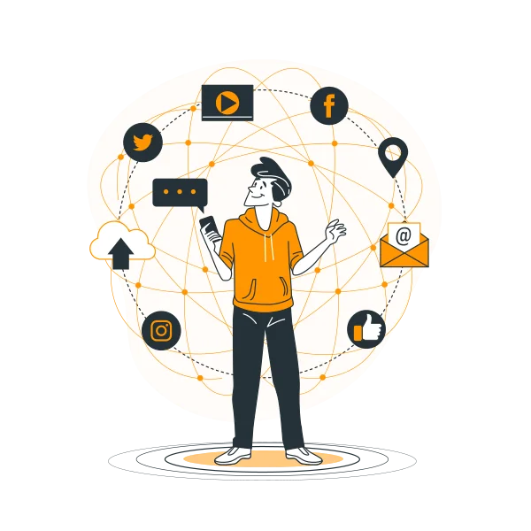 Google Ads illustration with campaign dashboard and conversion tracking